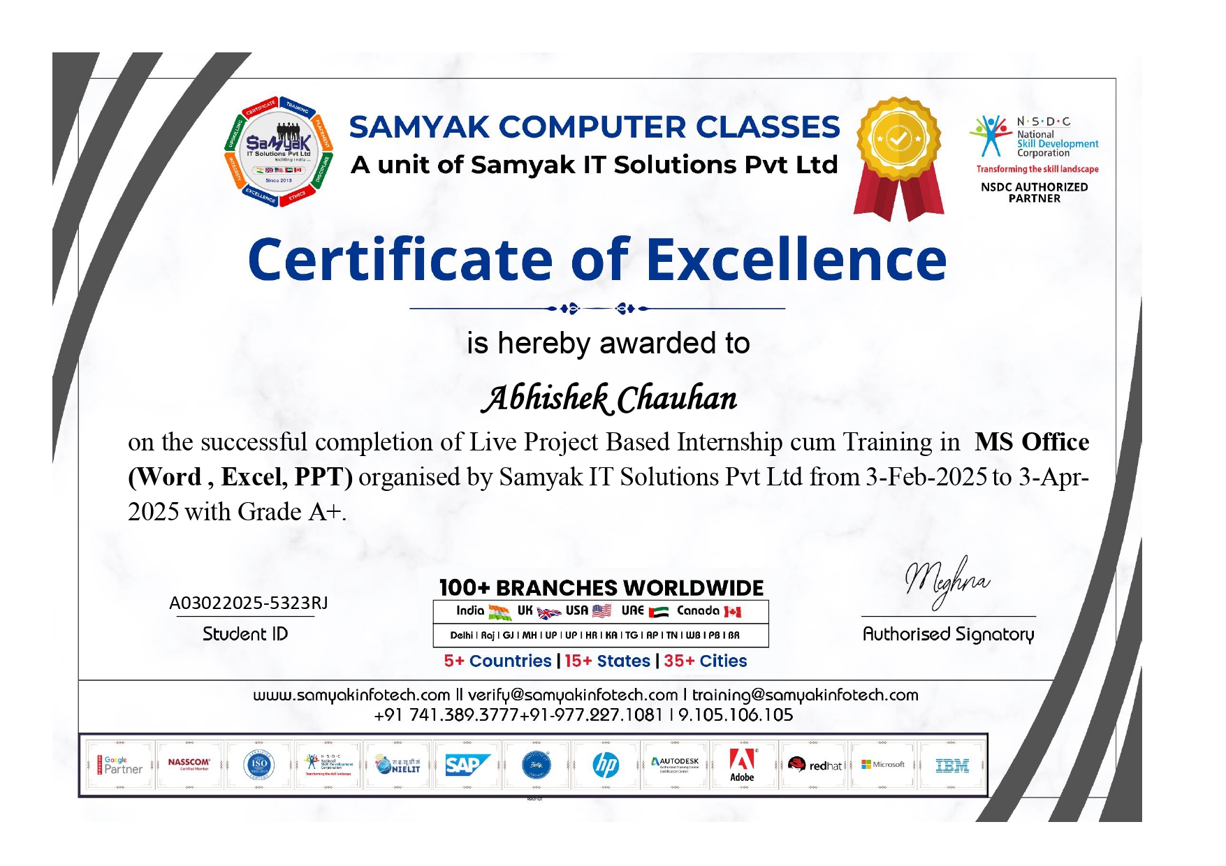 Samyak Certificate (included)