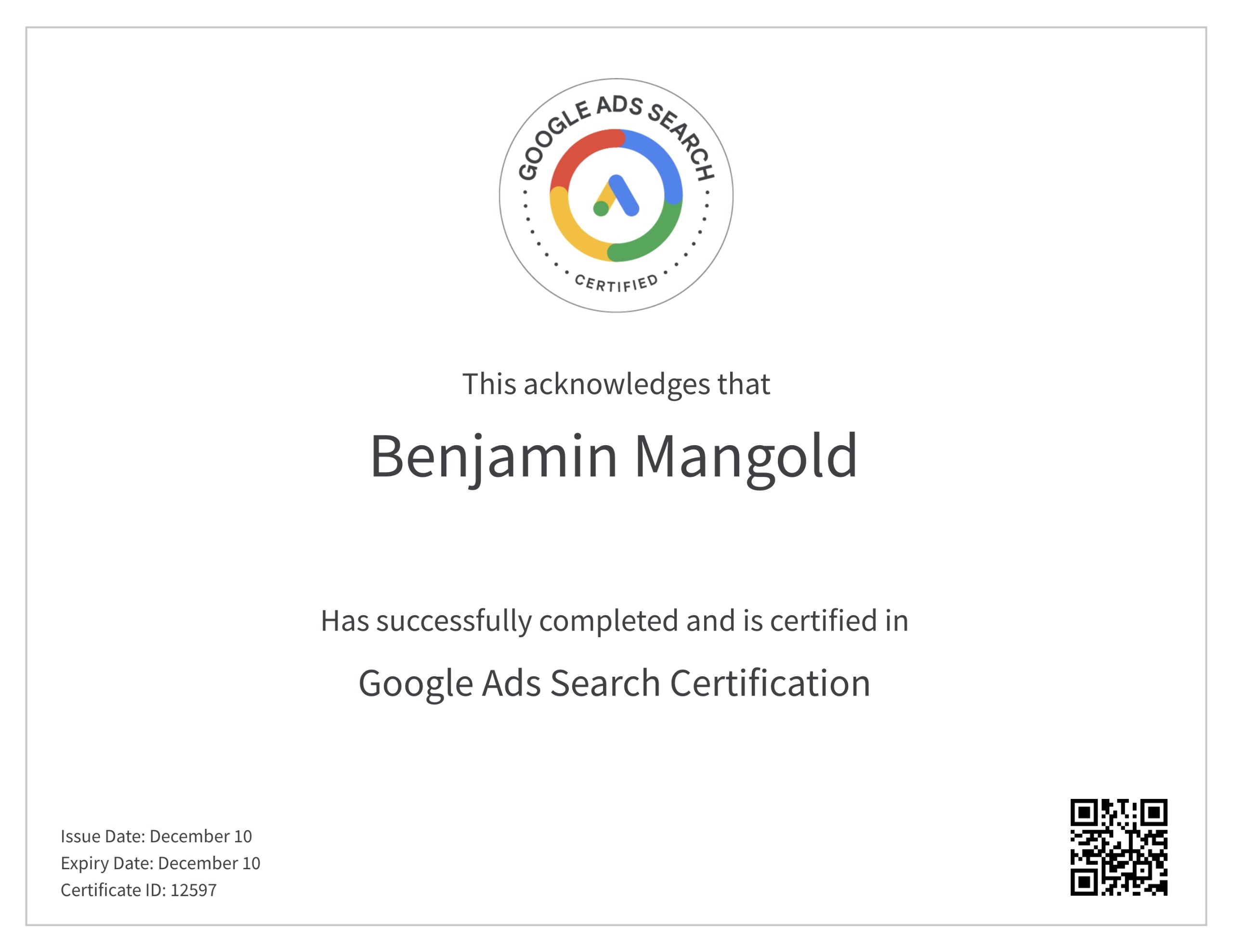 Certificate